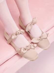 CUCCOO DOLLMOD Women Flat Bowknot Slip-On Shoes - Apricot - View 1