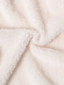 Toddler Girls Cute Casual Beige Fuzzy Mix Denim Zipper Jacket, Winter - Beige - View 3