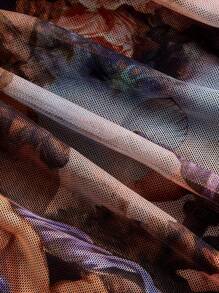 SHEIN MOD Đầm maxi in họa tiết tranh cổ điển cỡ lớn cho nữ có viền xếp nếp - Nhiều màu - Xem 4