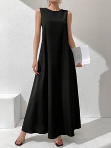 Al Najma 2 件套女士休闲纯色无袖连衣裙 - 藏蓝色 - 查看 4