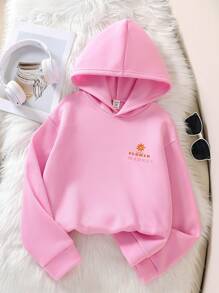 Tween Girls Colorful Floral Print Hooded Sweatshirt - Pink - View 2