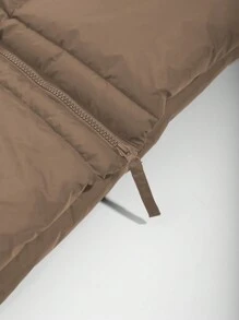 DAZY Men's Casual Solid Color Stand Collar Padded Coat For Winter Jacket - Brown - View 6