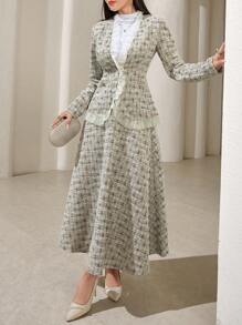 Modelyn 2 件套女士优雅荷叶边下摆夹克和裙子套装，适合秋季 2 件套 - 彩色 - 查看 7