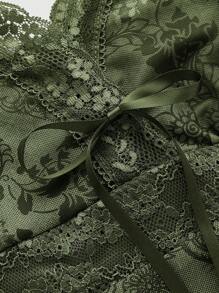 ROMWE Fairycore Áo hai dây ren họa tiết Paisley cổ điển thời trang dành cho nữ - xanh quân đội - Xem 4