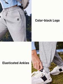 In My Nature Women's Letter Printed Drawstring Waist Outdoor Thermal Sports Sweatpants