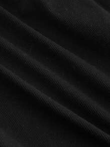 SHEIN MOD 大码女式性感 V 领蕾丝拼布绑带裹身长袖喇叭袖衬衫，秋冬 - 黑色 - 查看 3