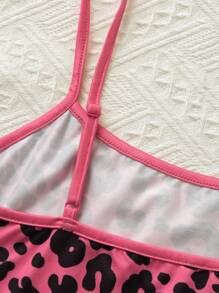 SHEIN VCAY Áo ba lỗ bó sát họa tiết da báo giản dị dành cho nữ - Màu Hồng Tươi - Xem 3