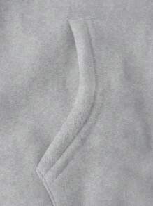 INAWLY Women's Solid Color Long Sleeve Hooded Drawstring Fleece Sweatshirt, Autumn/Winter,Long Sleeve Top,Graduation,Teacher,Back To School Pullover Fall - Grey - View 5