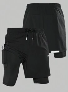 Manfinity Sport Corelite 男友风男士抽绳腰带运动短裤