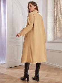 Zolique Ladies' Classic Long Sleeve Double-Breasted Overcoat Jacket For Daily Commute, Spring Autumn Fall Cloth For Women - Khaki - View 2