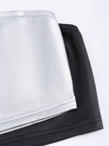 SHEIN Unity 2 Teile Set: Ärmellose Bandeau-Top in Einfarbigem Kunstleder & Elastischer Taillenbund Enganliegende Passform Rock - Verschiedenfarbig - Übersicht 3