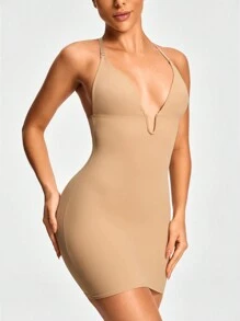SHEIN Shape Vestido camiseta ajustado con cuello en V profundo y espalda descubierta para mujer