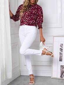 SHEIN Clasi 女士休闲卷袖衬衫，多色 - 紅色 - 查看 4