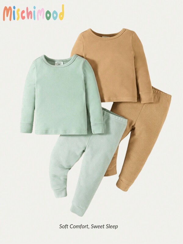 Conjunto de pijama para bebê recém-nascido, 2 peças, estampa de leão e tigre, manga comprida, calça e top, ajuste confortável