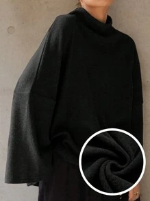 FRIFUL Camiseta holgada de cuello alto parcial con forro térmico, atuendo cálido para la temporada de otoño