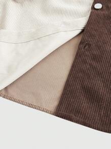 Manfinity VCAY Áo sơ mi dài tay hở vai dệt chắp vá cỡ lớn cho nam - Màu Khaki - Xem 8