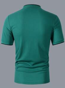 Manfinity Homme Camisa polo de manga corta y botones de unicolor casual para hombres en verano