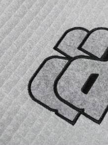 Manfinity Homme 1 Stück Herren einfarbige Kapuzenjacke mit Buchstaben-Applikation, Knopfverschluss, lässig, Langarm, Herren Jacke, Herbst- und Winterkleidung, Winterjacke für Herren, graue Jacke, Jacquard-Gewebe, Freundin-Geschenke