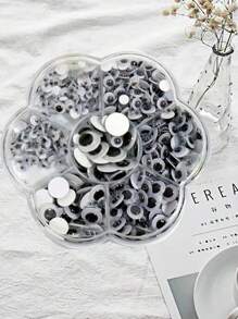 700pcs 7 Sizes Toy Eyes Sticker Diy Handmade Material For Toy, Black & White Design, With Storage Box,Cute Decoration ,DIY Accessory Christmas For Holiday Gift Giving - Silver - View 5