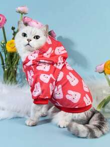 PETSIN 1pc Cute Rabbit Design Pink Pet Hoodie Sweatshirt - Multicolor - View 1