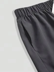 TaskEZ Plus Size Women's Solid Color V-Neck Short Sleeve Pocket Blouse And Pants Casual Scrub Uniform Set