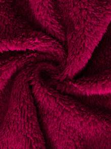 Infant Plain Front Button Long Sleeve Minimalist Hooded Padded Coat - Burgundy - View 6