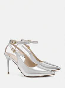 CUCCOO BIZCHIC Zapatos de tacón alto con puntera metálica y puntiaguda para mujer