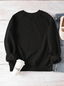 SHEIN LUNE Christmas Casual Santa Claus Print Crew Neck Loose Thick Sweatshirt For Plus Size, Autumn/Winter