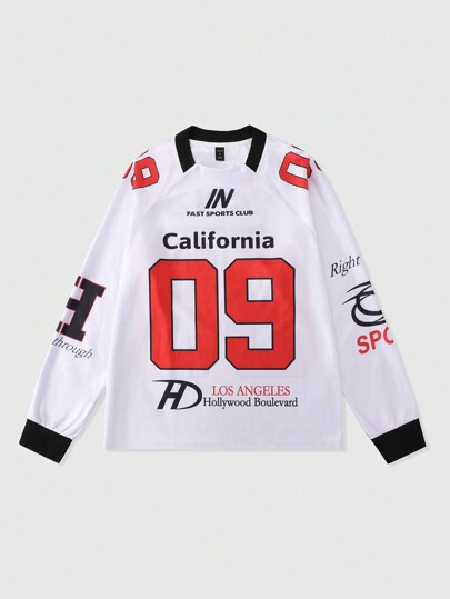 Street Life Camiseta deportiva de manga larga con diseño de patchwork para hombres