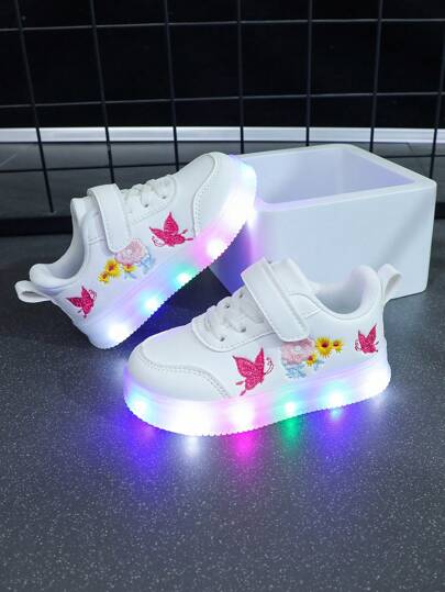 Baby Sneakers New LED Light Up Shoes Spring/Autumn Sport Shoes, Canvas Casual Student Shoes, Soft Anti-Slip, Wear-Resistant