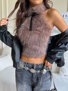 Muchica Áo cổ yếm chắp vá nhiều màu thời trang cho mùa thu - Nhiều màu - Xem 5