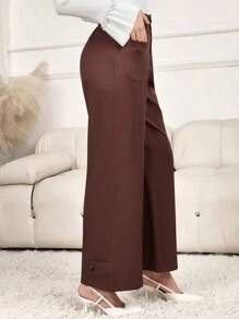 Mulvari Women's Korean Style High Waisted Loose Wide Leg Pants