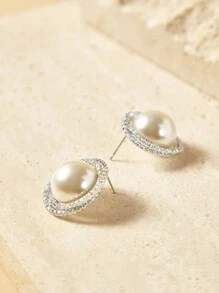 SHEIN Brincos de zircônia cúbica com design exclusivo e criativo banhados a ouro 18K e brincos de planeta de bola