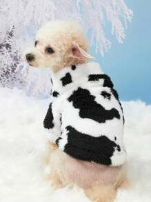 PETSIN 1 pièce Sweat-shirt mignon pour animaux de compagnie, motif vache, épais et chaud pour l'automne/l'hiver