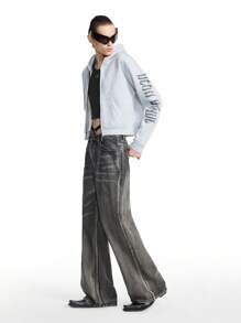 NEON BLANC Loose Fit Men's Letter Print Hooded Long Sleeve Sweatshirt, Street Style, For Fall Winter - Light Grey - View 1