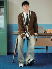 DAZY Men's Casual Distressed Wide Leg Washed Jeans For Autumn - Blue - View 8