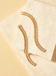 SHEIN 18k Gold Plated Cubic Zirconia Bar Drop Earrings - Gold - View 4