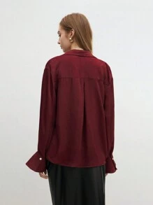 BizChic Blusa de trabajo elegante tipo commuter de color rojo Angola, camisas holgadas, blusas básicas para mujeres - Rojo - Ver 6