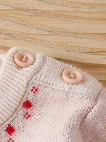2pcs Baby Boys Christmas Sweater Set, Reindeer Pattern Round Neck Pullover Sweater And Elastic Cuff Pants - Apricot - View 4