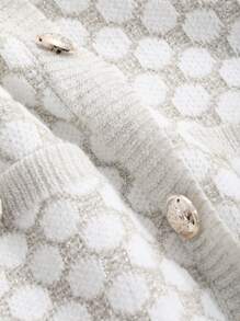 DAZY Women V-Neck Textured Plaid Mini Sweater Dress,Fall Clothes - Beige - View 8