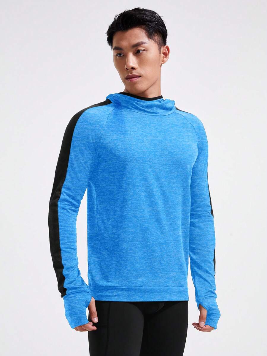 Coreblaze Sweatshirt Pria Gaya Boyfriend dengan Lengan Raglan Blok Warna, Bernapas, Kasual Olahraga, Musim Gugur - Biru - View 1