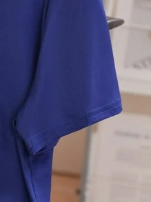 2 件青少年男孩圆领图案印花短袖上衣和短裤休闲套装 - 藏蓝色 - 查看 4