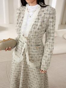 Modelyn 2 件套女士优雅荷叶边下摆夹克和裙子套装，适合秋季 2 件套 - 彩色 - 查看 4