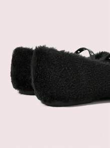 CUCCOO DOLLMOD New European Style Mink Wool Round Toe Flat Slip-On Monk Strap Women Loafers New Year Holiday Valentines