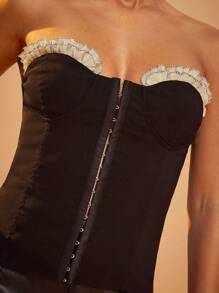 Hauture 分层荷叶边胸围对比钩眼抹胸上衣 - 彩色 - 查看 4