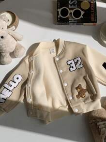 男婴百搭棒球夹克，休闲运动街头装，宽松版型，适合秋冬季