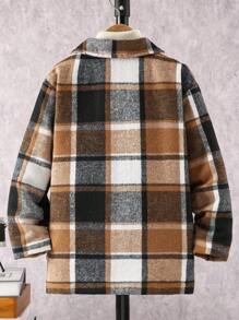 Tween Boy Checkered Button Front Jacket, Casual And Commuter Friendly, Autumn/Winter