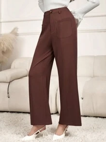 Mulvari Women's Korean Style High Waisted Loose Wide Leg Pants