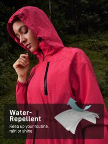 In My Nature Women Zipper Front Hooded Long Sleeve Casual Outdoor Jacket - Red - View 4
