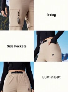 In My Nature 女式休闲按扣腰直筒徒步裤 - 卡其色 - 查看 3